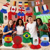 World Soccer Decorations 12PCS International Flag Honeycomb Centerpieces Double Sided, Soccer Themed Table Decorations Supplies for 2026 Football Game Day, Sports Themed Party, Fan Birthday