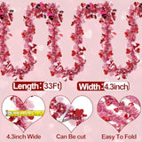 2 Strings Total 66 Feet Valentines Heart Tinsel Garland Decorations Red Pink Twist Garland Metallic Streamer Valentine'S Day Decorations Home Tree Indoor Outdoor Wedding Hanging Decor