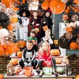 161Pcs Black, White & Orange Balloon Arch Kit with 3 Starburst Foils for Party Decor