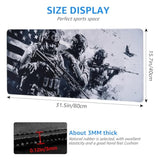 Military Gaming Mouse Pad, Extended Xxl Desk Mat With American Flag Design, 31.5 X 15.7 Inches, Non-Slip Base, Black And White
