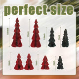 8 Pcs Paper Honeycomb Christmas Tree Decor Christmas Table Centerpiece 3D Gold Glitter Edge Red and Green Paper Trees for Xmas Winter Tabletop Mantel Holiday Party Decorations