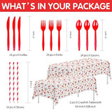 Crawfish Boil Party Supplies – Seafood Theme Tableware Set for 24, Includes Plates, Cups & More