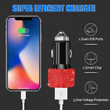 Dual Usb Car Charger, 5V/2.4A Bling Car Charger, Fast Charge Dual Port Usb Car Adapter, Compatible With All Chargers