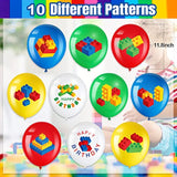 60pcs Building Blocks Themed Balloons Brick Party Decorations for Kids Birthday