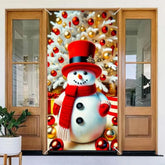Christmas Door Cover 71X35 Inch Snowman Door Decoration For Front Decorations Holiday Snowman Banner For Christmas Wall Decor Indoor Outdoor Winter Porch Display