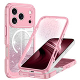 Pink iPhone 17 Pro Max Case with Magsafe Compatibility, Tempered Glass Screen Protector, and Camera Lens Protection, Full Body Shockproof Protective Bling Case for Women and Girls