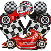 Race Car Balloons Tire Chequered Flag Helmet 10 Pcs Kit Speedy Birthday Party Decor