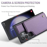 For Samsung Galaxy S23 Ultra Wallet Case With Card Holder, Rfid Blocking Credit Slots Kickstand Shockproof Phone Cover For Women Men, Purple