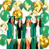 Graduation Party Decorations Green Gold 2025/Green Gold Graduation Decorations 2025/St. Patrick’S Day Decorations/Glitter Gold Green Birthday Party Decorations 2Pcs Triangle Banners