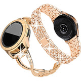 Compatible For Samsung Galaxy Watch 7/6/5/4 40Mm 44Mm/ Galaxy Watch Fe 2024/Watch 3 41Mm/ Watch 42Mm/Active 2 Band, 2 Pack 20Mm Women Jewelry Bling Metal Replacement Strap (Rose Gold)