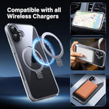 Clear Magnetic Case for iPhone 6.1 Inch - Built-in Invisible Stand Compatible with MagSafe Military Grade Drop Protection Anti-Yellowing Hard Back Silicone Edge Cover