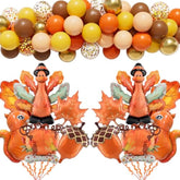 Thanksgiving Balloon Garland Kit: Fall Maple Leaf, Turkey, Pumpkin Decor