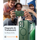 iPhone 16 Pro Case, Magnetic, Full Camera Protection, Magsafe, Shockproof, Deep Green