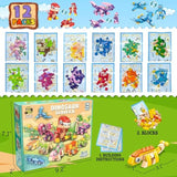 12 Packs Dinosaur Party Favors For Kids - 417 Pcs Mini Dinosaur Building Blocks Set Toys For Boys Kids Easter Stuffers Fillers Birthday Valentines Day Gifts Classroom Prizes