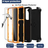 For Samsung Galaxy S21 Ultra Case With Belt Clip Holster, 2X Screen Protector, Heavy Duty Full Body Shockproof Drop-Proof Rugged Protective Cover For Samsung Galaxy S21 Ultra 5G 6.8 Inch Orange