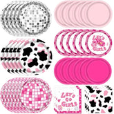 Cowgirl Birthday Party Decorations, Western Cowgirl Decorations Includes Dinner Plates, Dessert Plates, Napkins For Disco Bachelorette Party Decorations