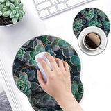 Mouse Pad With Wrist Support Gel Ergonomic Mouse Pads With Rest Support Mouse Pad For Home Office Gaming Working Easy Typing & Pain Relief + Coaster, Succulent Floral,Plant Flower