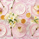 Pink Toile Dinner Napkins | Cute Napkins In Bright Pink And White Toile, Set Of 25, Perfect For Bridal, Baby, Garden, Or Birthday Party | Disposable | 6.5 Inches