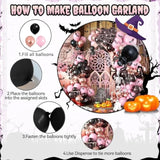 Halloween Balloon Arch Kit – Black Pink Rose Gold with Spider & Bat Decorations