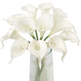 White Calla Lily 12Pcs Artificial Flowers Bouquet For Wedding Bride Shower Blessing Gift Home Decoration Faux Calla Lilies Flower, White