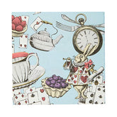 20 X Blue Alice In Wonderland Cocktail Napkins Disposable Serviettes Mad Hatter Themed Party Supplies For Afternoon Tea Party, Onederland Birthday, Mother'S Day, Baby Shower, Decoupage