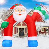 11.8 Ft Christmas Inflatable Santa Claus Arch Outdoor Decorations Shakable Hand Xmas Blow Up With Built-In Leds For Part