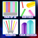 Inflatable Light Sabers For Kids - (Pack Of 12) 35-Inch Neon Color Blow-Up Toy Saber Swords, Party Favors, Goodie Bags, Star Galaxy Theme Birthdays & Prize Toys