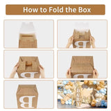 Baby Boxes With Letters For Baby Shower, 4Pcs Rustic Farmhouse Style Boho Balloon Boxes With Burlap Grain For Birthday Gender Reveal Decoration Backdrop Photo Props