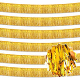 6 Pack 10 Ft Gold Foil Fringe Garland Metallic Streamers Tinsel Banner Wall Hanging Garland Backdrop For Parade Floats, Halloween, Christmas, Thanksgiving, New Year Party Decorations
