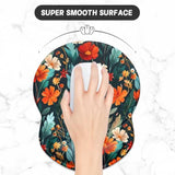 Ergonomic Mouse Pad With Gel Wrist Support Small Wrist Rest Smooth Surface Non-Slip Pu Base Comfortable Office Supplies Pain Relief, 8.7 X 7.2 Inches, Beautiful Flowers