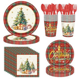 175Pcs Christmas Party Supplies Disposable Tableware Christmas Paper Plates And Napkins Sets Cups Cutlery For Merry Christmas Xmas Holiday Party Decorations, Serves 25