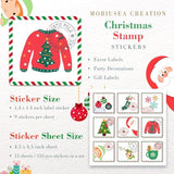 Christmas Stamp Stickers Modern Colorful Design | 1.4 Inch | Waterproof | 135-Pack | From Santa Labels, Christmas Labels