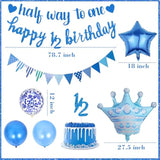 "Halfway to One" Banner – 20 Pcs Blue 6-Month Birthday Set for Baby Boy Party