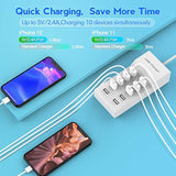 Usb Charger Station Block With Rapid Charging Auto Detect Technology Safety 10-Port Family-Sized Smart Usb Ports For Multiple Devices Smart Phone Tablet Headphones
