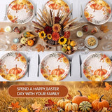 6 Pcs Fall Thanksgiving Pumpkin Melamine Plates 8 x 8 Inch Decorative Plates Reusable Tableware for Indoor and Outdoor Spring Easter Party, Perfect for Dessert, Salad, and Dinnerware