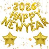 16 Inch 2026 Happy New Year Gold Letter Balloons for Party Decor