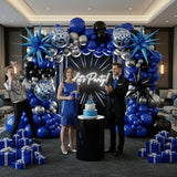 Royal Blue, Black & Silver Balloon Arch Kit: Party Decor