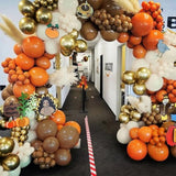 154pcs Fall Balloon Arch Kit Orange Brown White Gold Confetti Balloons for Thanksgiving Party