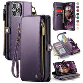 Compatible With Iphone 14 Pro Max Case Wallet With Rfid Blocking Card Holder For Women Men, Pu Leather Magnetic Snap Flip Zipper Strap Wallet Phone Case Fit For Iphone 14 Pro Max 6.7, Purple