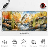 Jumping Fish Gaming Mouse Pad, 31.5"×11.8" Extended Desktop Autumn Fishing Scene Mouse Pads For Keyboard Laptop Computer, Large Desk Mat With Stitched Edges For Work Office Desk Decor