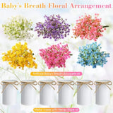 6 Set Babys Breath Artificial Flowers Centerpieces For Tables Gypsophila Faux Fake Flowers With Vase Floral Arrangement Bouquets For Wedding Dining Table Home Party Decor