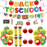 Back to School Decorations Set, Banner, Balloons, Swirls, Apple, Pencil Decor