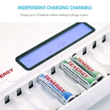Tenergy TN160 12-Bay Smart Battery Charger for AA/AAA NiMH/NiCd Rechargeable Batteries with Refresh Function