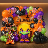 157pcs Halloween Balloon Garland Arch Kit Orange Black Green Purple Witch Foil Party Decorations