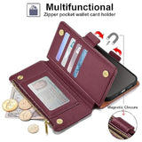 Compatible With Samsung Galaxy A36 5G/A56 5G Case Wallet With Card Holder Women Men Phone Case Rfid Blocking Pu Leather Flip Shockproof Cover Wrist Strap Zipper Credit Card Slots,Wine Red