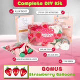 All-In-1 Strawberry Balloon Arch Kit & Garland With Bonus Strawberry – Small And Large Red Pink Green Strawberry Balloons – Strawberry Shortcake Party Decorations Supplies For Birthday & Baby Shower