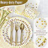 210PCS White & Gold Dot Party Tableware Set β Plates, Cups, Napkins for 30