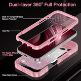 Pink iPhone 17 Pro Max Case with Magsafe Compatibility, Tempered Glass Screen Protector, and Camera Lens Protection, Full Body Shockproof Protective Bling Case for Women and Girls