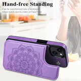 For 14 Case With Card Holder, Flower Magnetic Back Flip Case For Women, Protective Case Phone Case For 14, Purple
