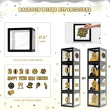 Black Gold 2026 Balloon Backdrop Wall with Foil Balloons Confetti Poppers